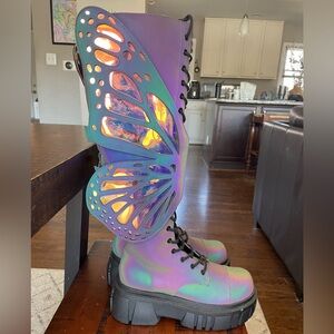 MYSTIC GARDEN REFLECTIVE BUTTERFLY BOOTS - US size 8